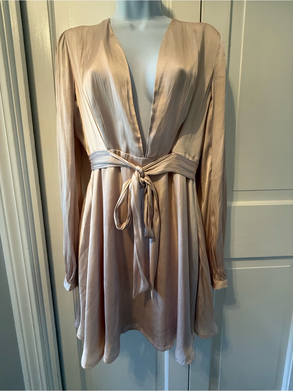 Lovers + Friends Blush Satin V-Neck Mini Dress - Picture 5 of 9